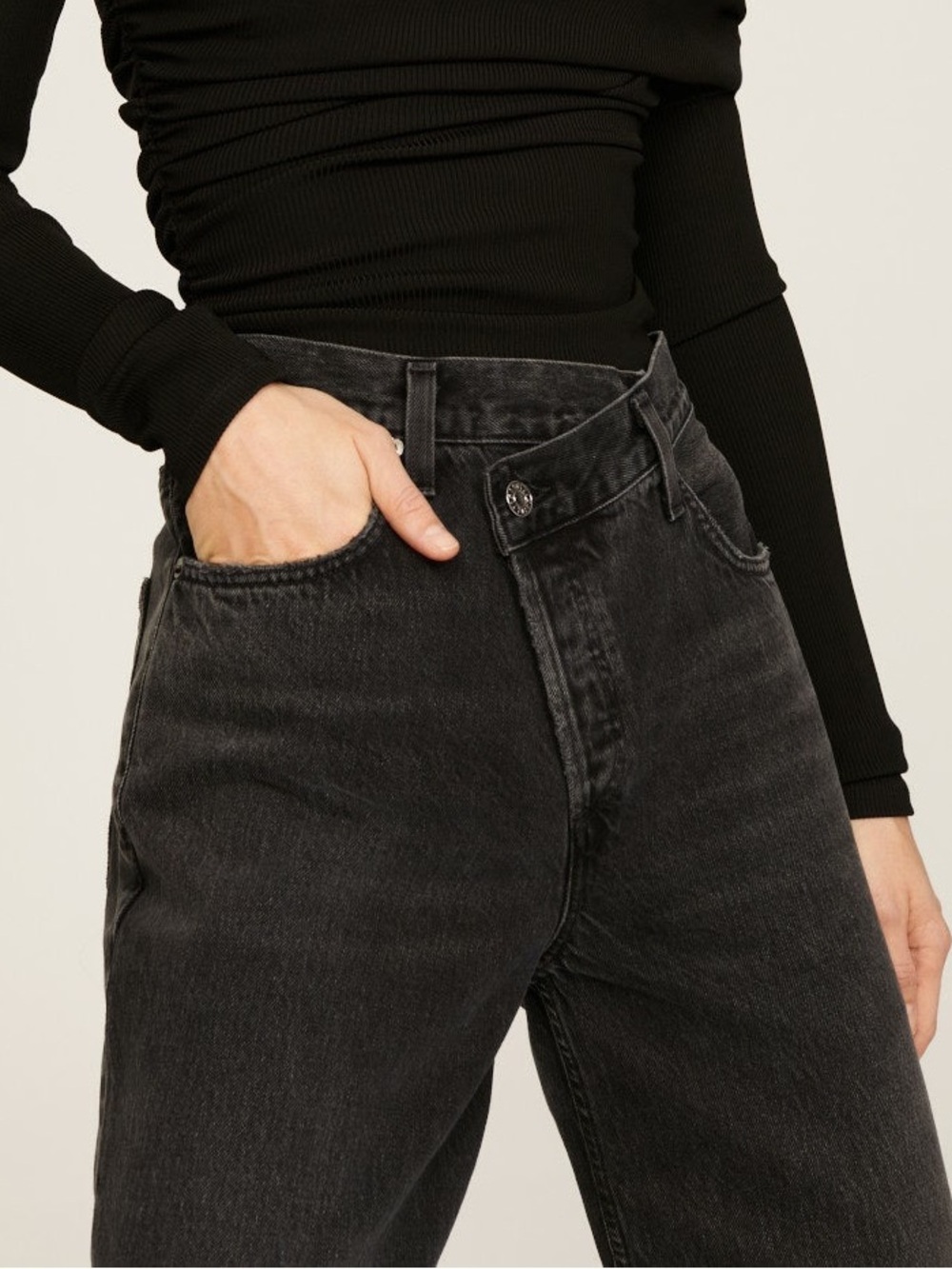 Agolde Criss Cross Black Straight Leg High-Rise Jeans - Picture 6 of 11